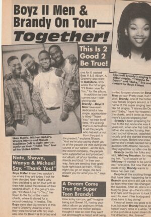 Boyz 2 Men Brandy teen magazine clipping tour together to good to be true