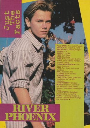 River Phoenix teen magazine pinup double sided guitar