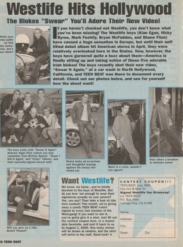 Westlife teen magazine clipping hits Hollywood Teen Beat Uk band