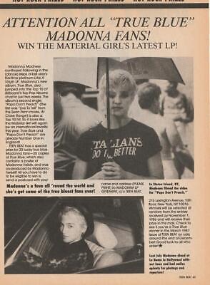 Madonna teen magazine pinup clipping Teen Beat Attnetion all true blue