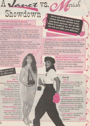 Mariah Carey Janet Jackson teen magazine clipping showdown Bop