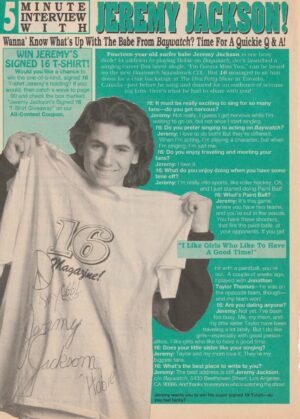 Jeremy Jackson teen magazine clipping 16 magazine shirt rare