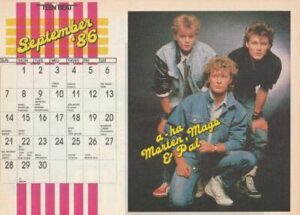 A-ha teen magazine pinup clipping Superteen calendar 1986 squatting pix