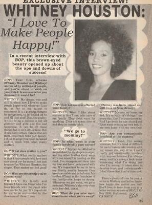 Whitney Houston teen magazine pinup clipping Tiger Beat make people happy Bop