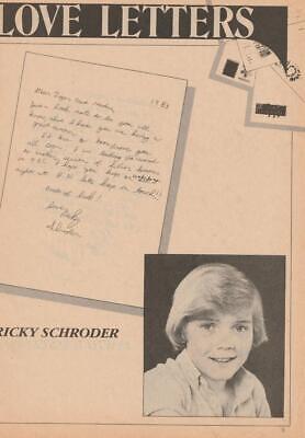 Ricky Schroder David Hasselhoff teen magazine pinup clipping handwriting Bop 16