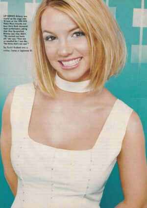 Britney Spears teen magazine pinup white tight shirt short hair hot