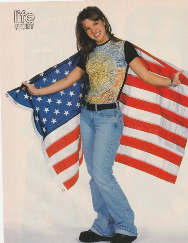 Britney Spears teen magazine pinup USA flag jeans double sided adorable pix