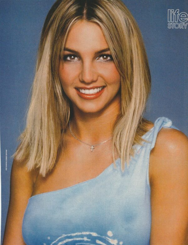 Britney Spears teen magazine pinup light blue shirt Life Story teen princes of pop