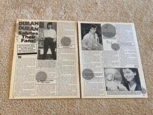 Duran Duran teen magazine pinup clipping Teem Set Teen Beat Salutes their fans