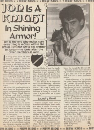 Jonathan Knight teen magazine clipping in shining armor BB