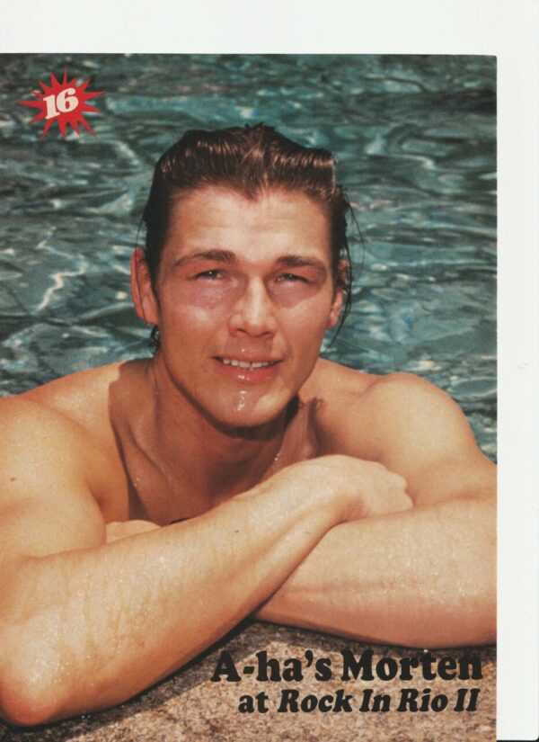 A-ha Morten Harket teen magazine pinup clipping shirtless pool Rock in Rio 2