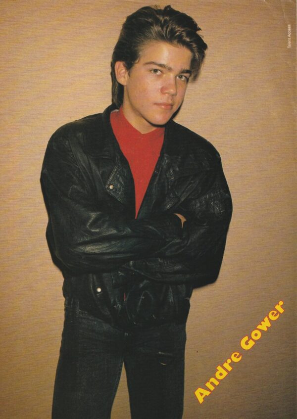 Andre Gower Bobby Jacoby teen magazine pinup clipping black jean leather jacket hot Teen Set rare