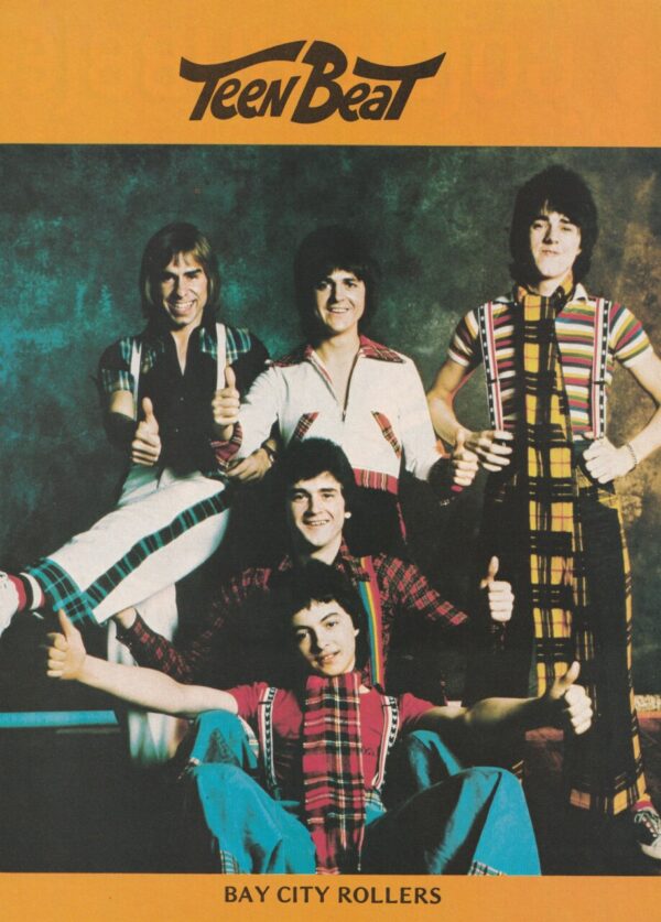 Bay City Rollers teen magazine pinup clipping open arms Teen Beat scarfs