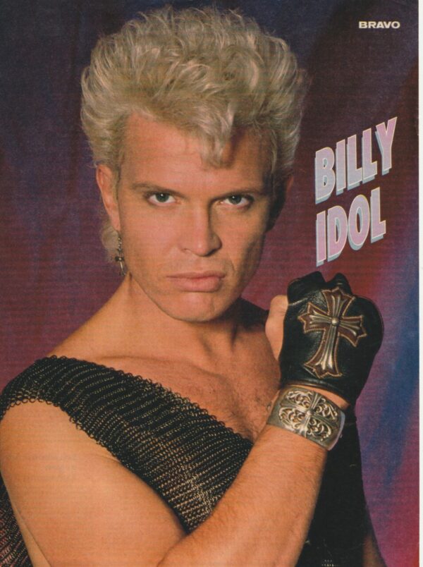 Billy Idol teen magazine pinup clipping black cross glove Bravo pix