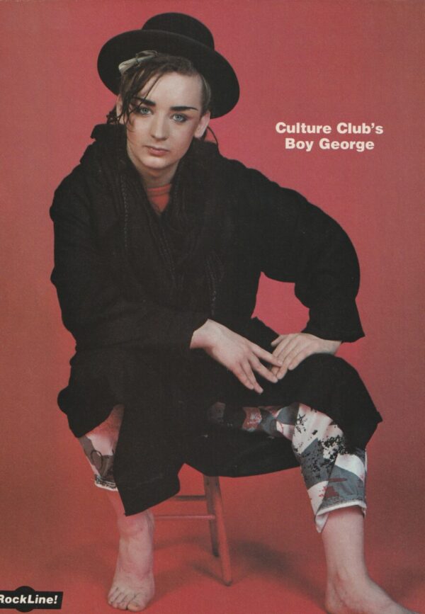 Boy George teen magazine pinup clipping Culture Club barefoot Rockline