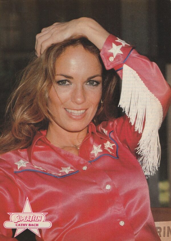 Catherine Bach Cathy Bach teen magazine pinup clipping red shirt Superteen