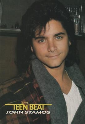 John Stamos teen magazine pinup clipping grey scarf Teen Beat pix Full House