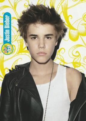 Justin Bieber teen magazine pinup clipping muscles leather jacket Pop Star RARE