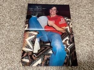 Shaun Cassidy open legs jeans red shirt couch poster