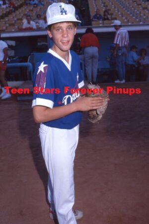 Corey Haim 4×6 or 8×10 Photo vintage 80's baseball game teen idols Dodgers uniform nightime