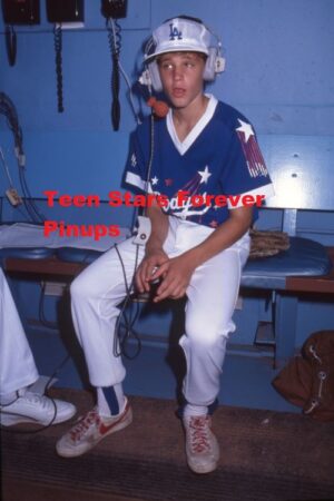 Corey Haim 4×6 or 8×10 Photo vintage 80's baseball game teen idols Dodgers uniform open mouth