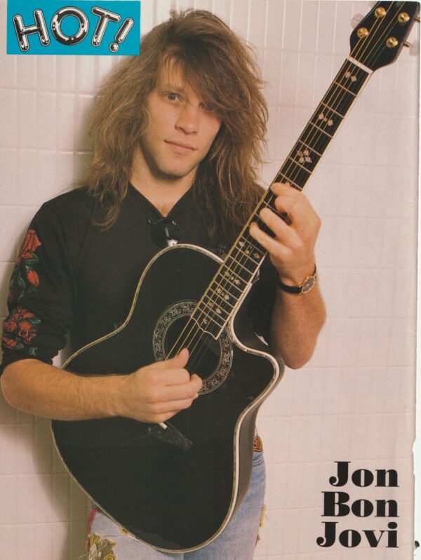 Jon Bon Jovi teen magazine pinup clipping Hot magazine black guitar