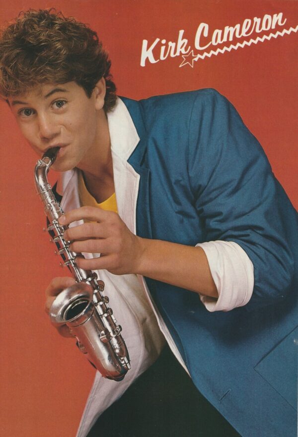 Kirk Cameron teen magazine pinup trumpet Super teen pinup pix 80's teen actor