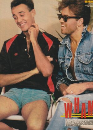 Andrew Ridgeley George Michael teen magazine pinup clipping Wham Bravo blue shorts