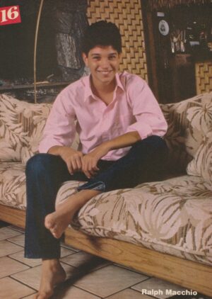 Ralph Macchio barefoot couch pink shirt jeans home toes teen idols celebrity