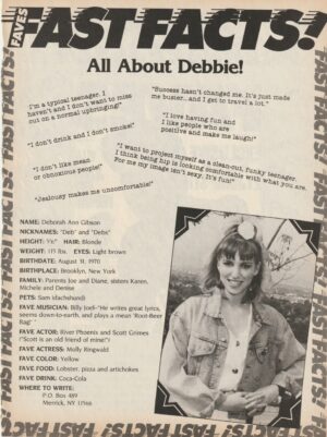 Debbie Gibson teen magazine clipping Fast Facts 16 magazine