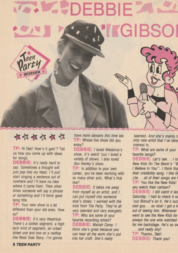 Debbie Gibson teen magazine clipping Teen Party interview