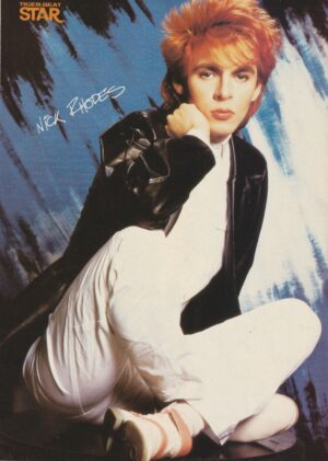 Nick Rhodes Duran Duran teen magazine pinup clipping white pants red hair