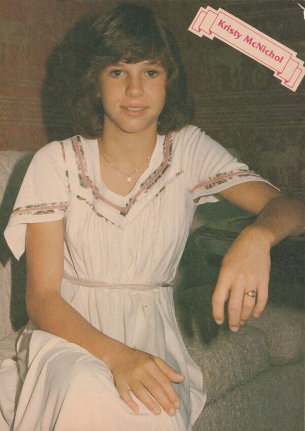 Kristy Mcnichol white shirt couch ring Superteen