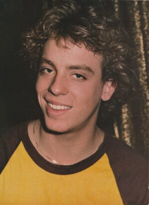 Leif Garrett Christopher Atkins teen magazine pinup clipping yellow t-shirt close up gold necklace