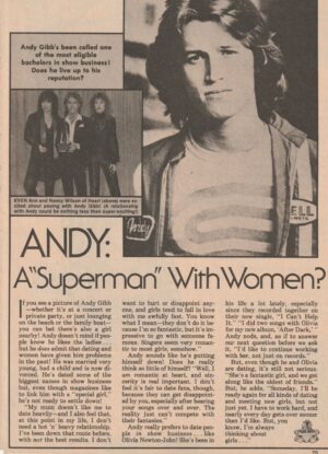 Andy Gibb teen magazine clipping superman with women Tiger Beat