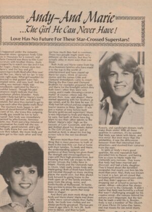 Andy Gibb Marie Osmond teen magazine clipping the girl he could never have 2 page