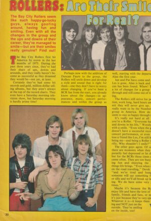 Bay City Rollers teen magazine clipping are their smiles for real