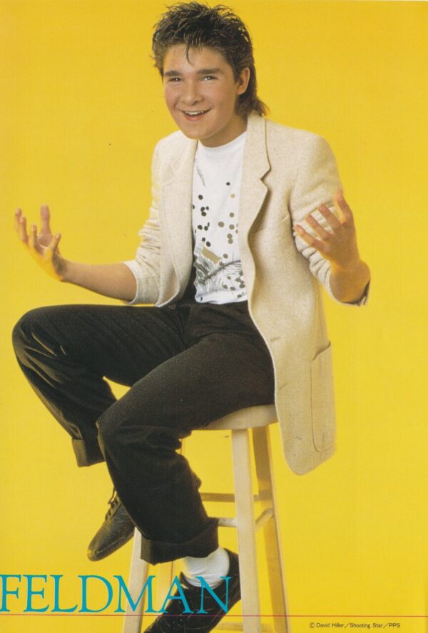 Corey Feldman teen magazine pinup bar stool Japan black slacks