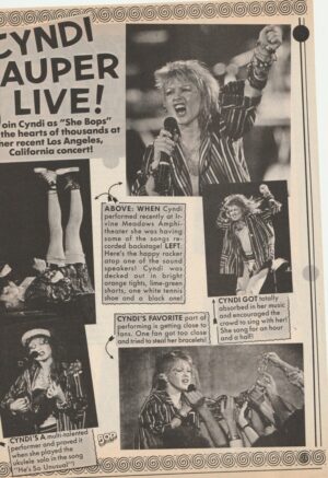 Cyndi Lauper teen magazine clipping Live Bop