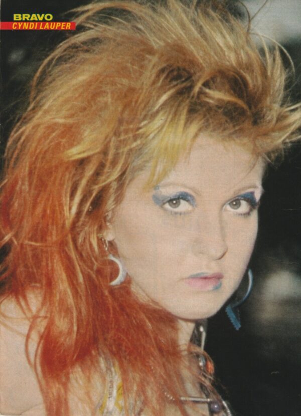 Cyndi Lauper teen magazine pinup close up colored lips Bravo