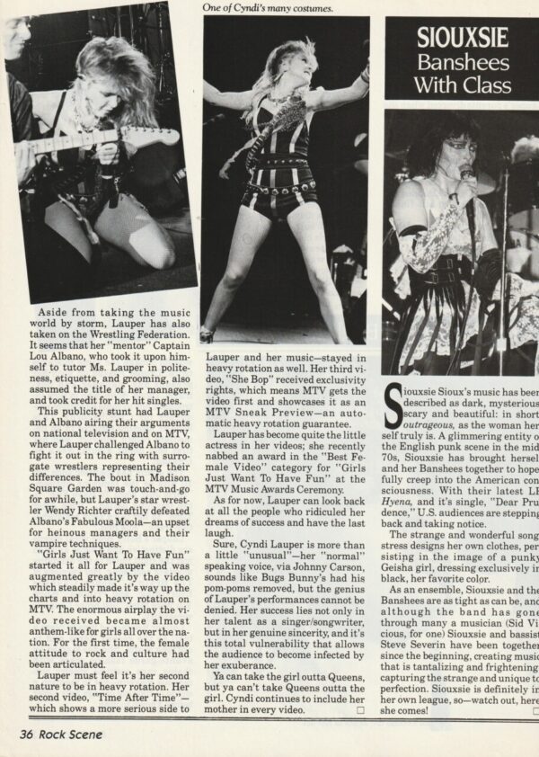 Cyndi Lauper teen magazine clipping Baglady of Boogie 2 page Rock Scene - Image 2