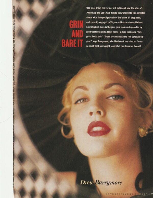 Drew Barrymore teen magazine pinup close up glamour shot