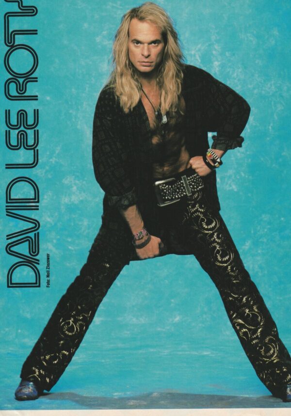 David Lee Roth Van Halen teen magazine pinup shirtless flashy black pants Teen Machine