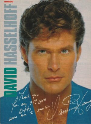 David Hasselhoff teen magazine pinup blue shirt close up Bravo