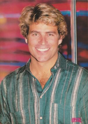 David Hasselhoff teen magazine pinup green shirt smile 80's