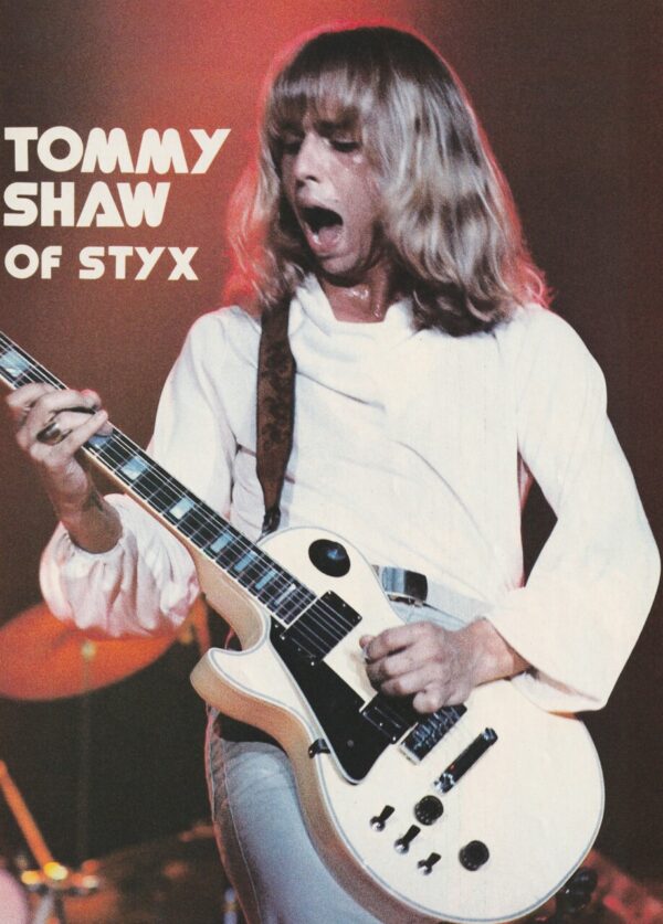 Styx Tommy Shaw guitar white tour stage music pix pinup