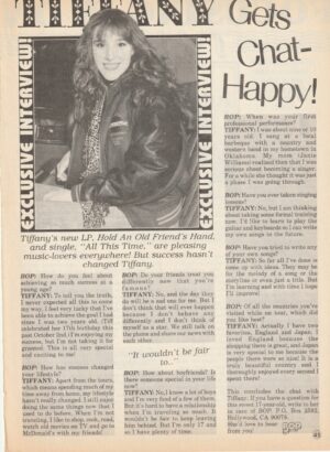 Tiffany teen magazine clipping Get's Chat Happy Bop