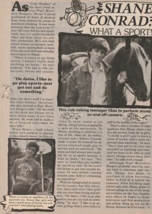 Shane Conrad teen magazine article What a sport 16 mag