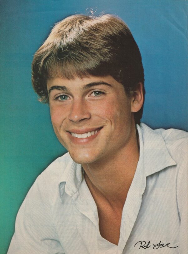 Rob Lowe teen magazine pinup white shirt smile 80's idols picture