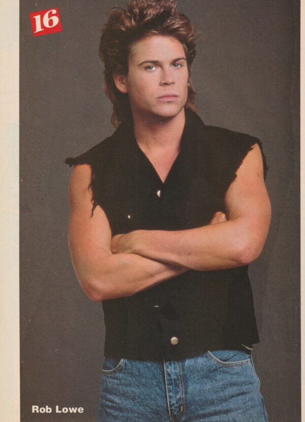 Rob Lowe teen magazine pinup cross arms buff